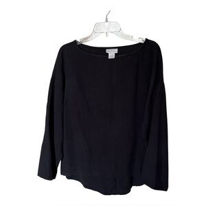 Soft Surroundings Cotton Black Kimono Sleeve Shirt with High/Low Hem Size Medium